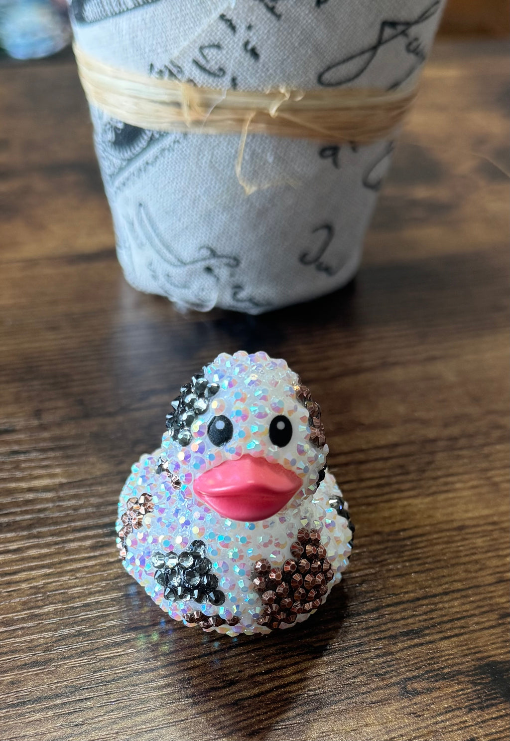 Black and Brown spotted Ab Rhinestone bling  cow duck