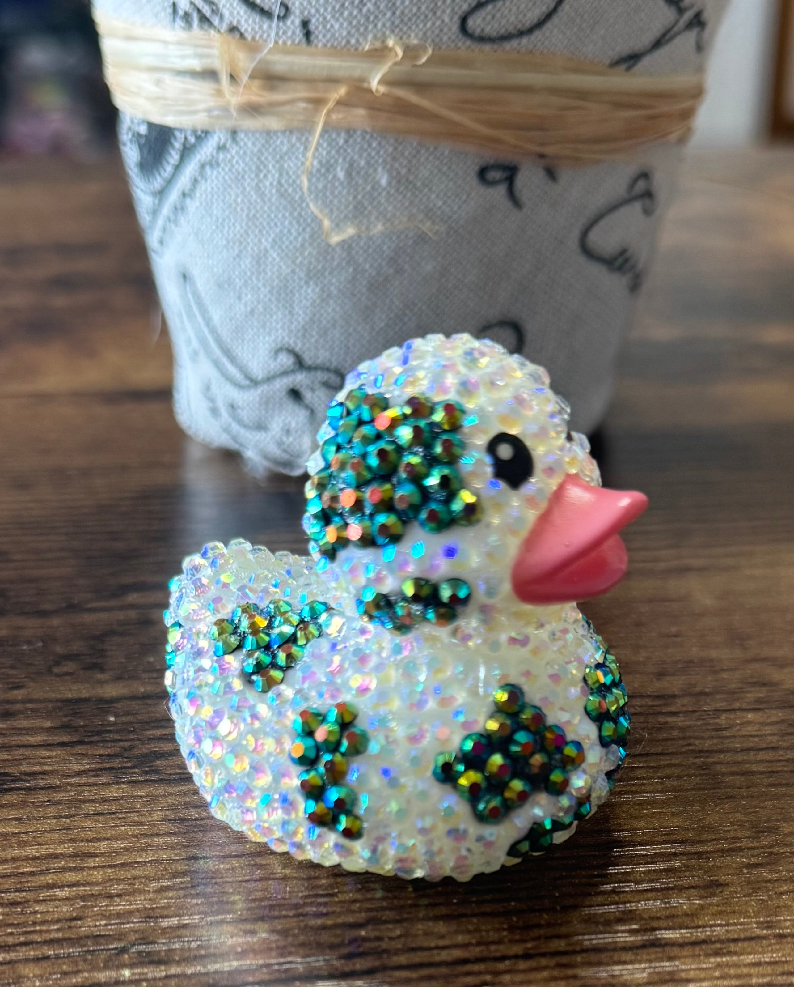Dark Green and Ab Rhinestone bling cow duck