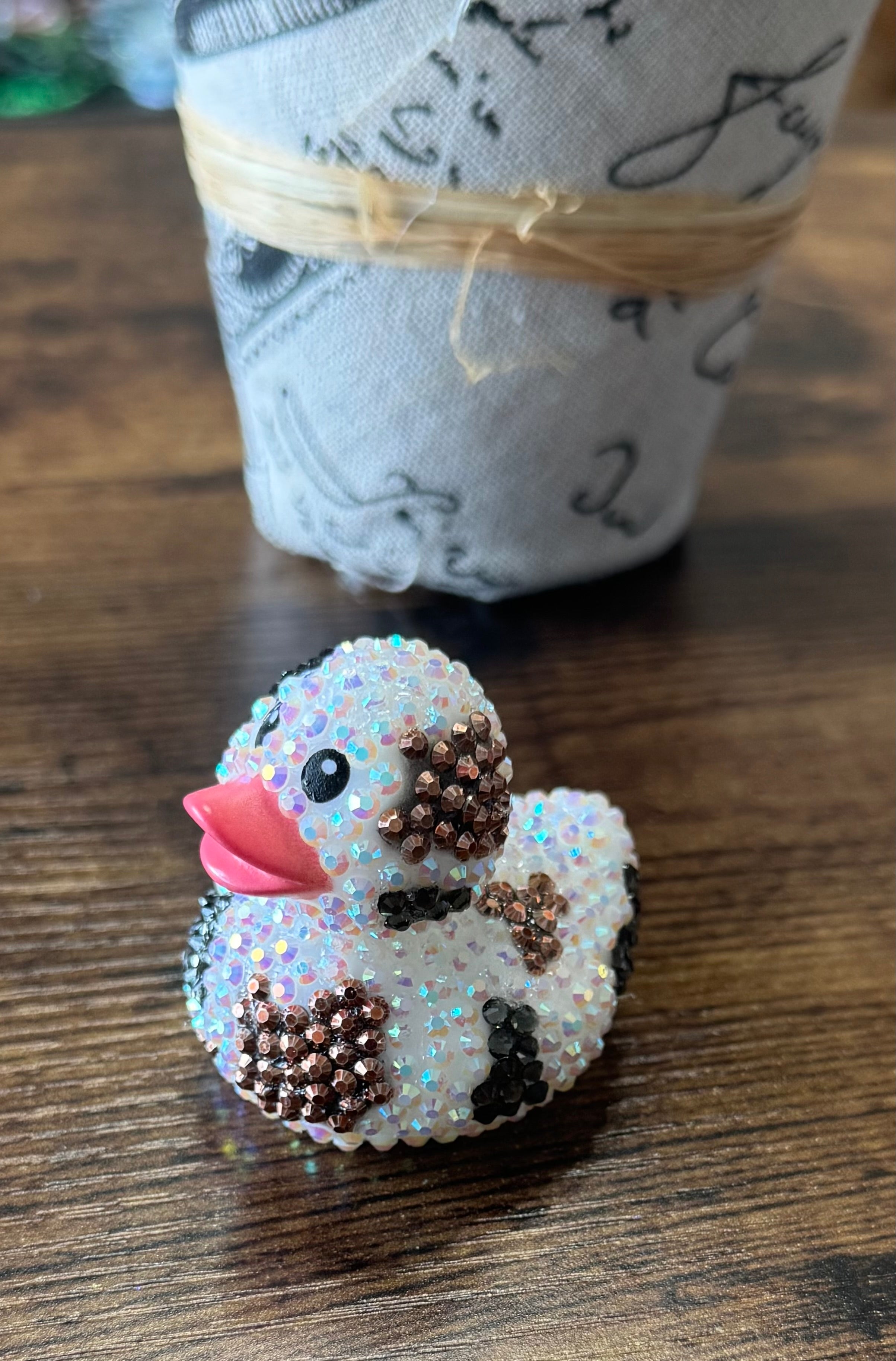Black and Brown spotted Ab Rhinestone bling  cow duck