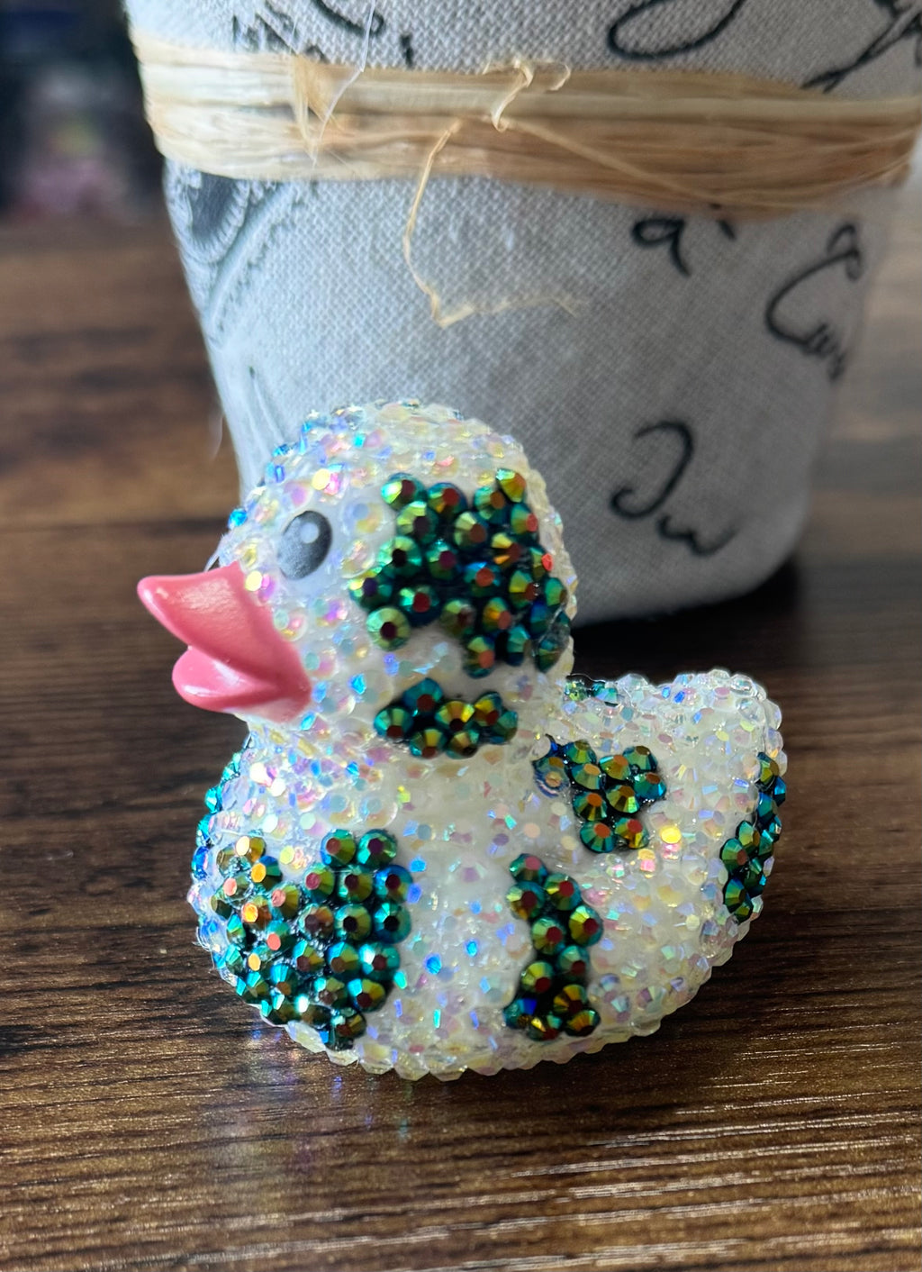 Dark Green and Ab Rhinestone bling cow duck
