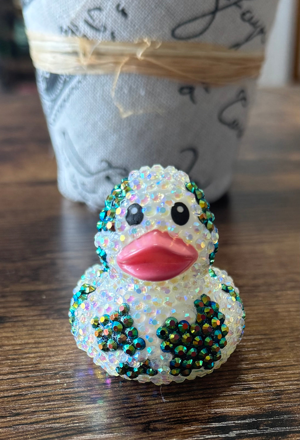 Dark Green and Ab Rhinestone bling cow duck