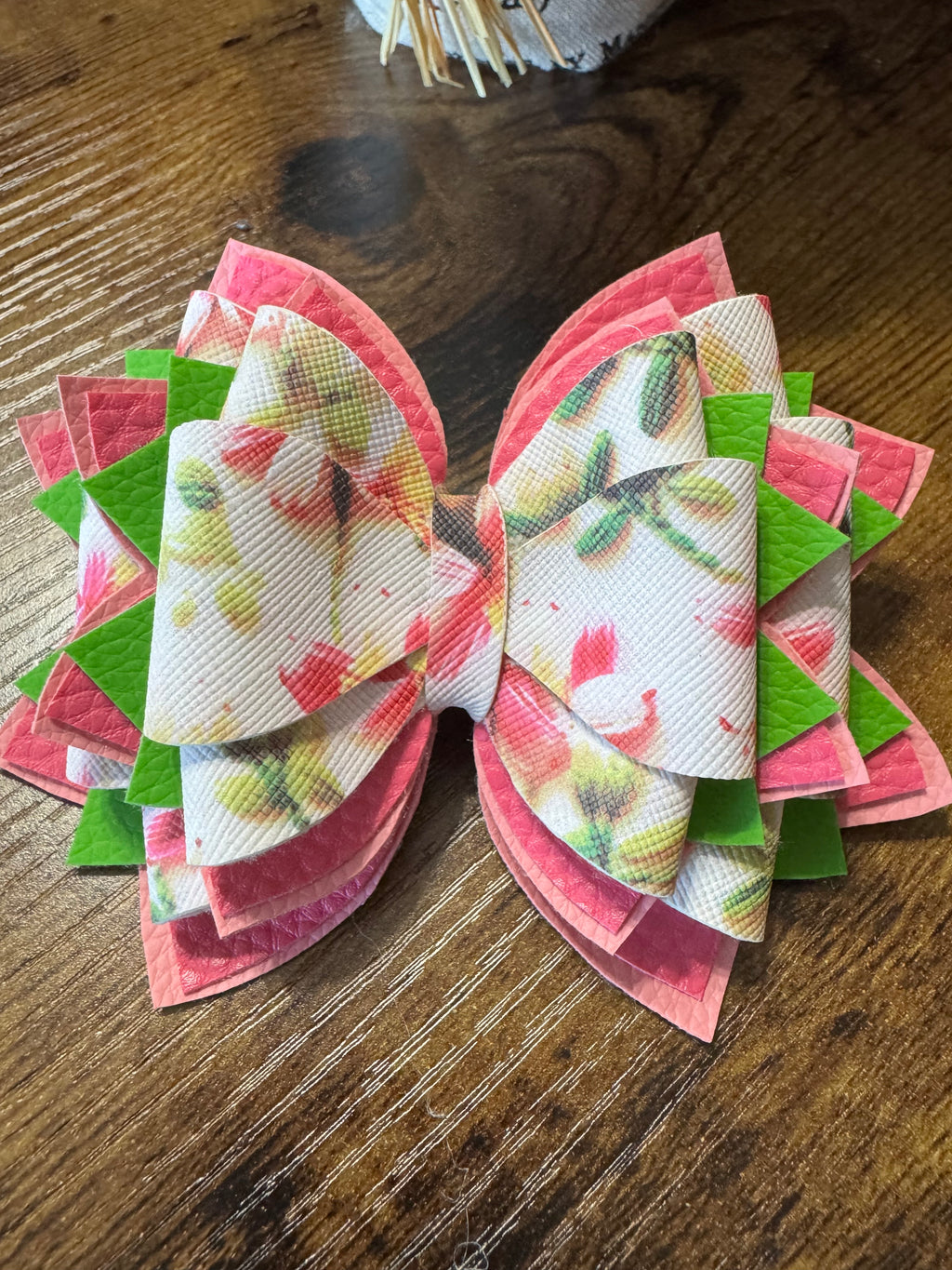 Bright pink, green, white flower Stanley, Tumbler Bow and boot bracelet set