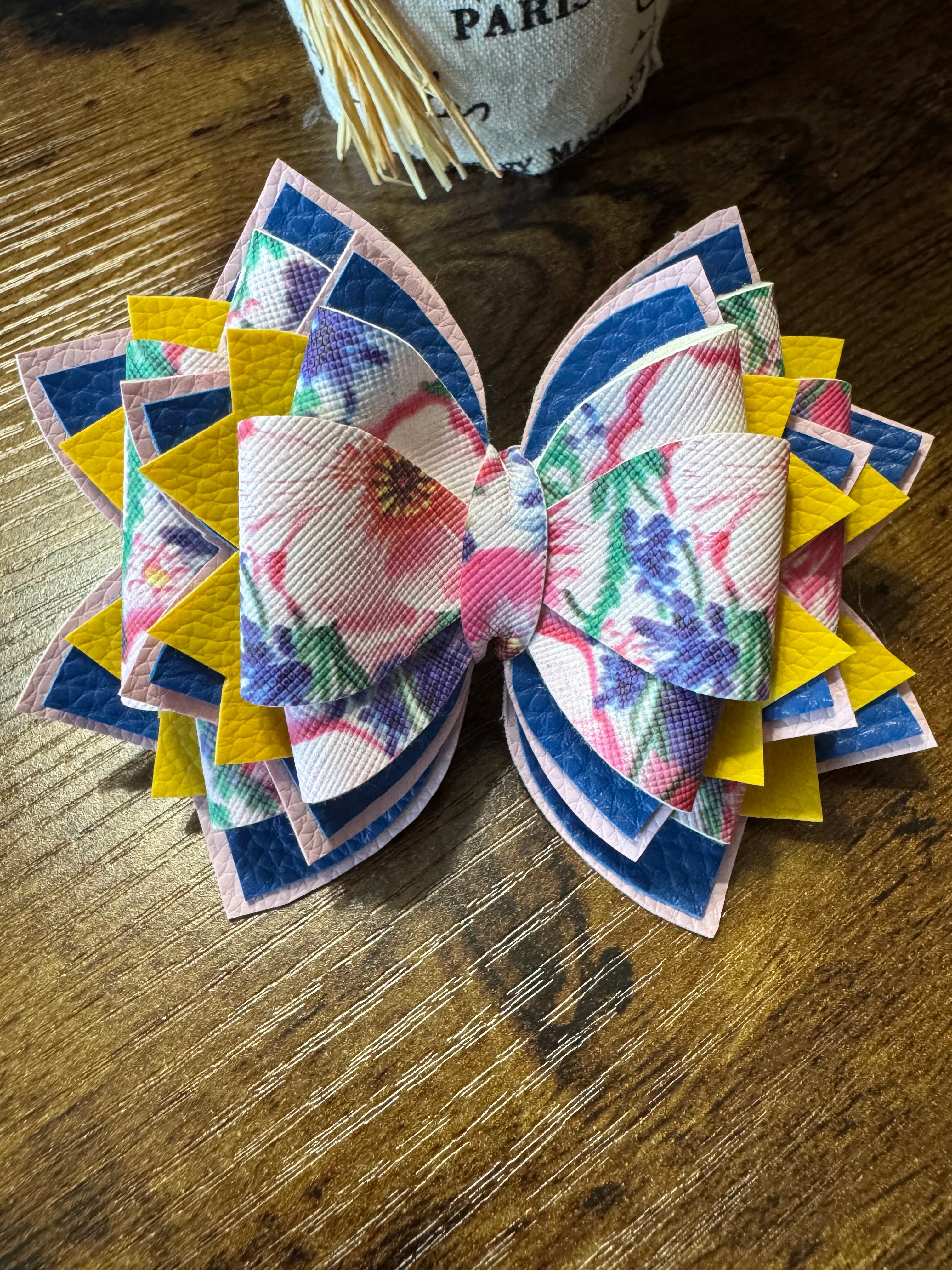 Yellow, blue, pink flower Stanley, Tumbler Bow and boot bracelet set