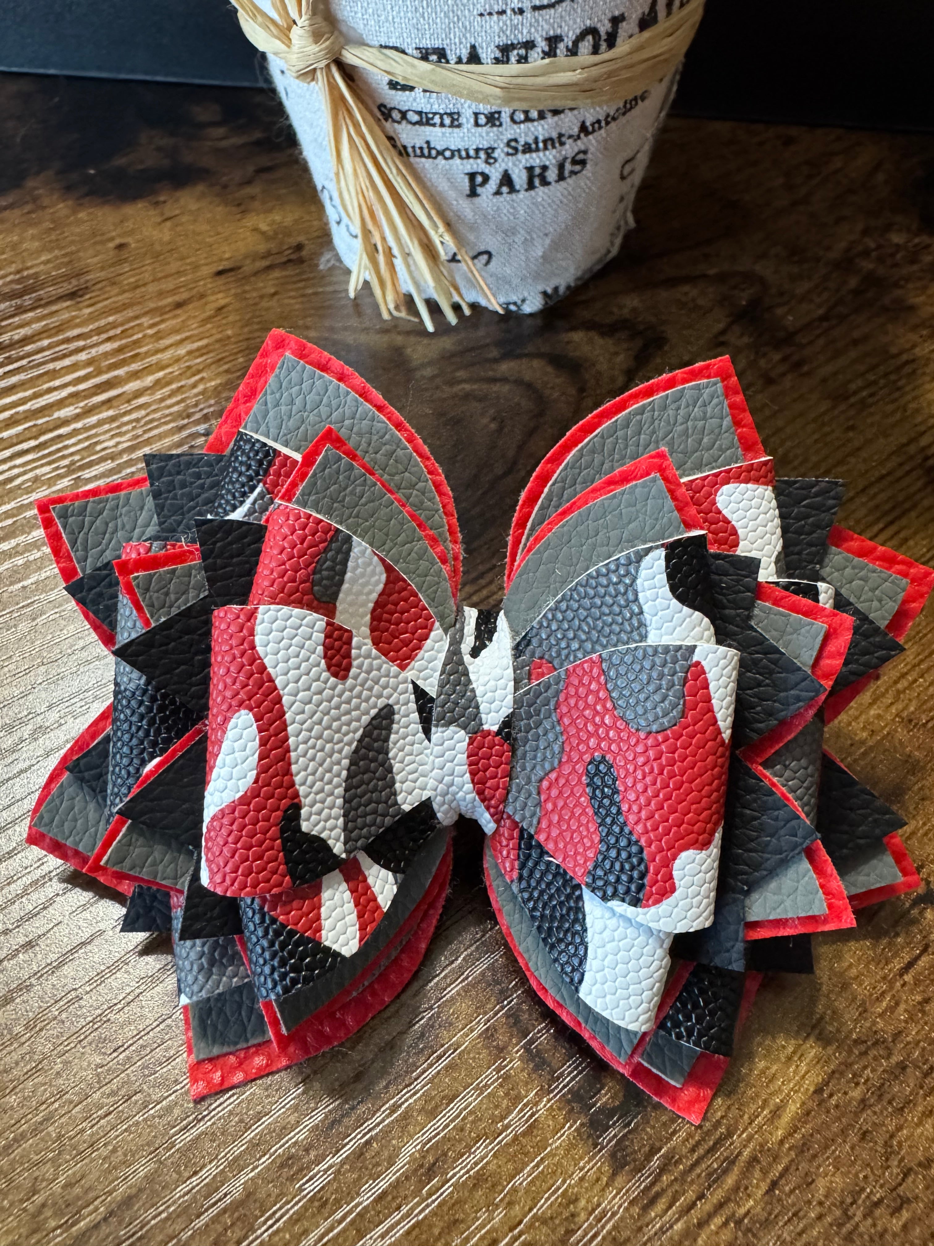 Red, grey, black camo Stanley, Tumbler Bow and boot bracelet set