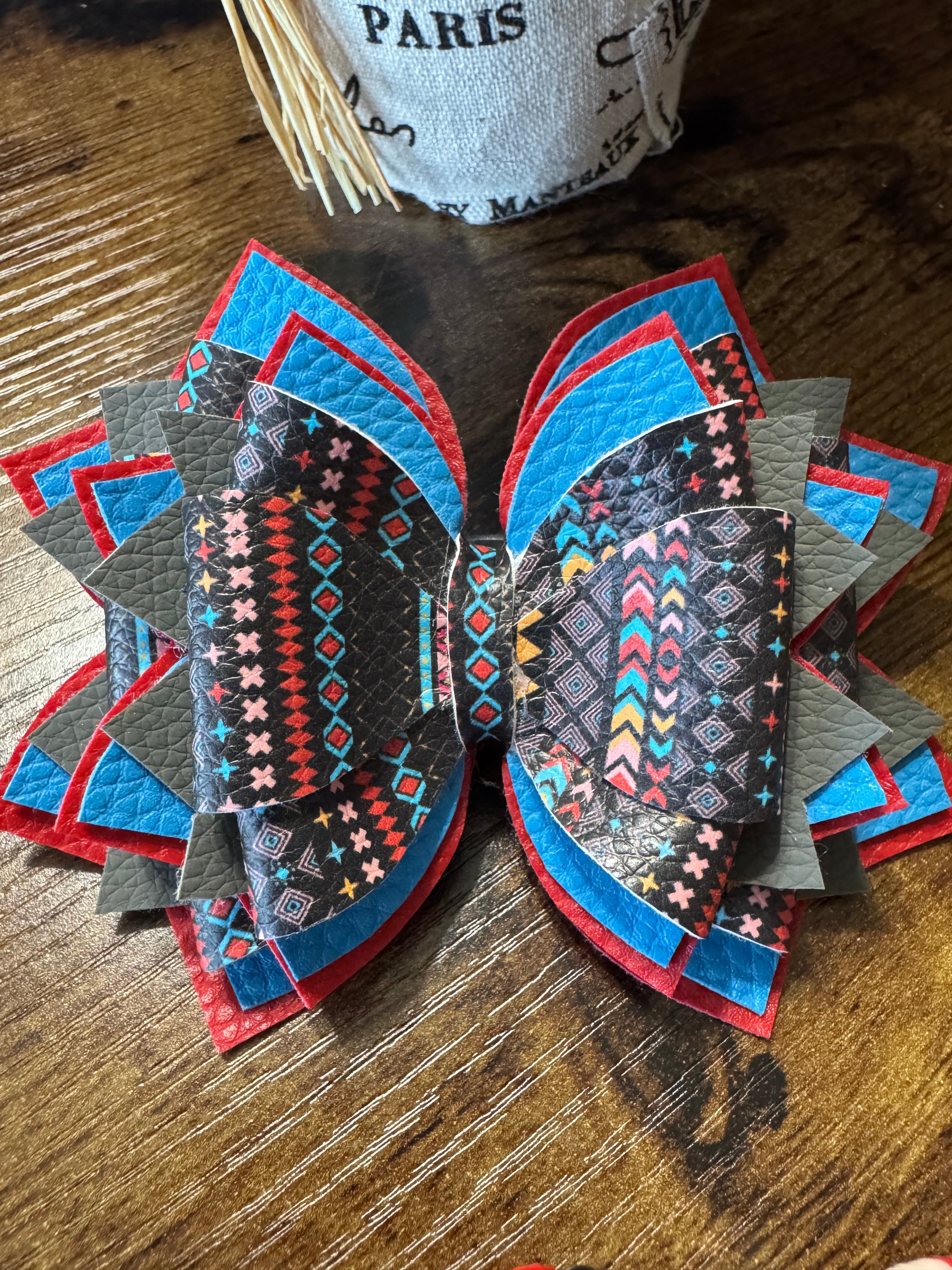 Blue, red pattern Stanley, Tumbler Bow and boot bracelet set