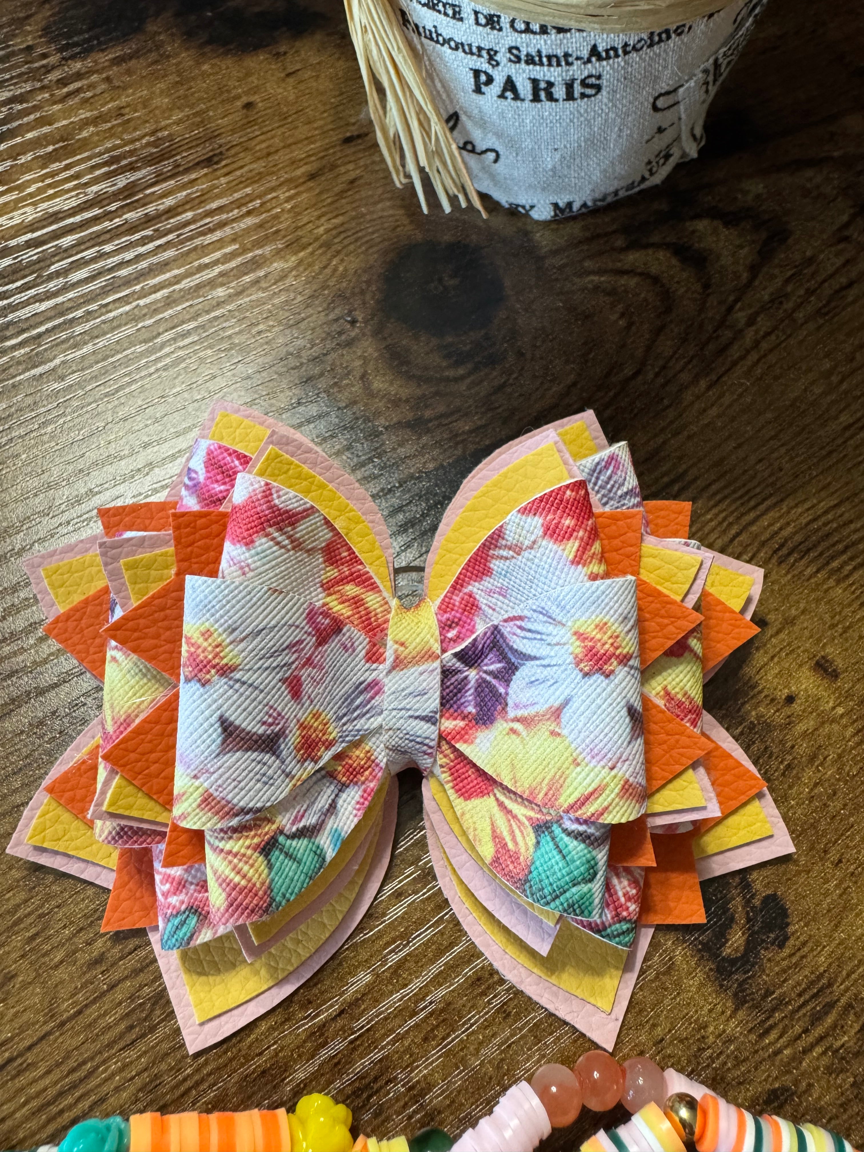 Orange, yellow flower Stanley, Tumbler Bow and boot bracelet set