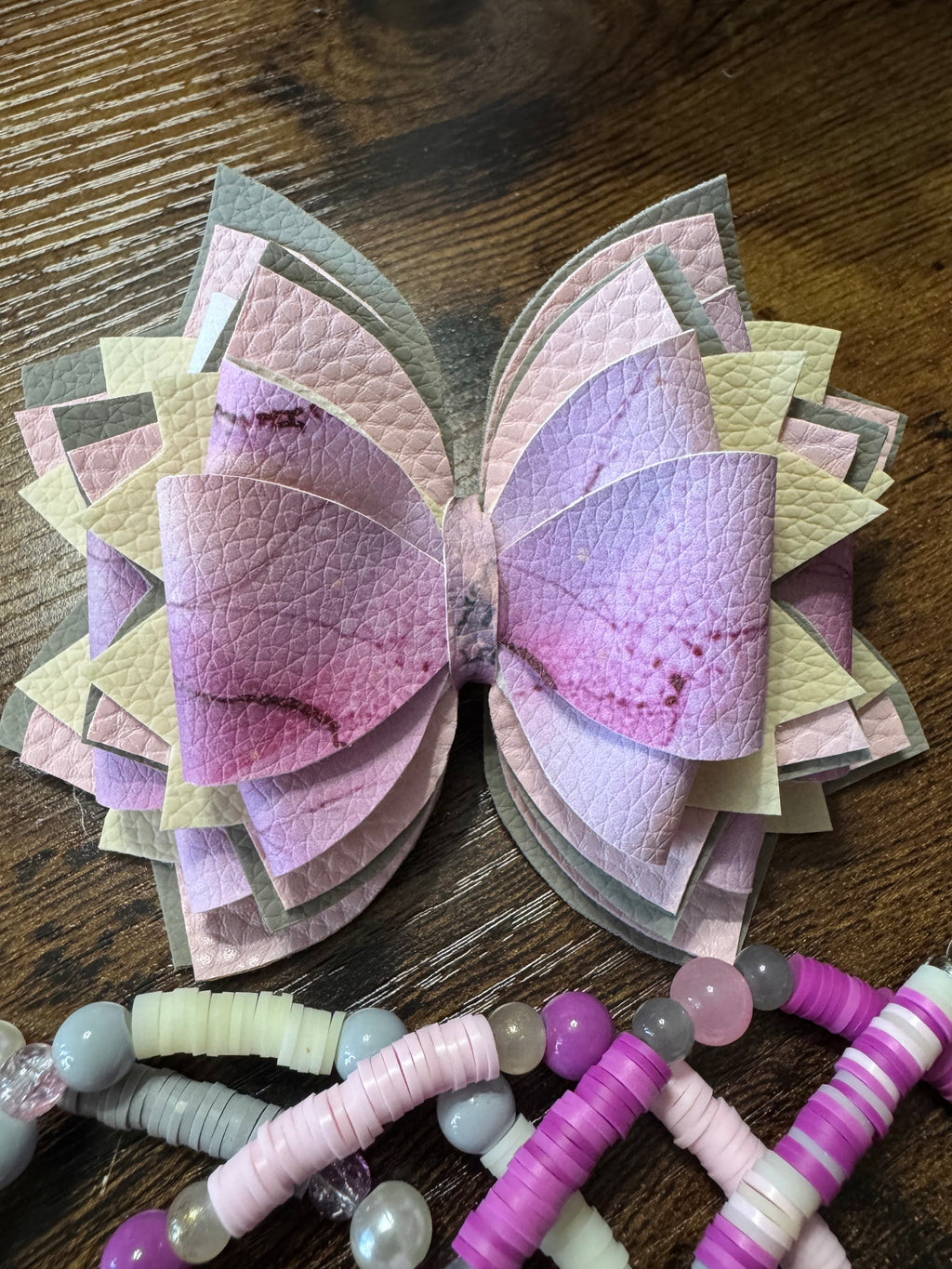 Marble pink, cream grey Stanley, Tumbler Bow and boot bracelet set