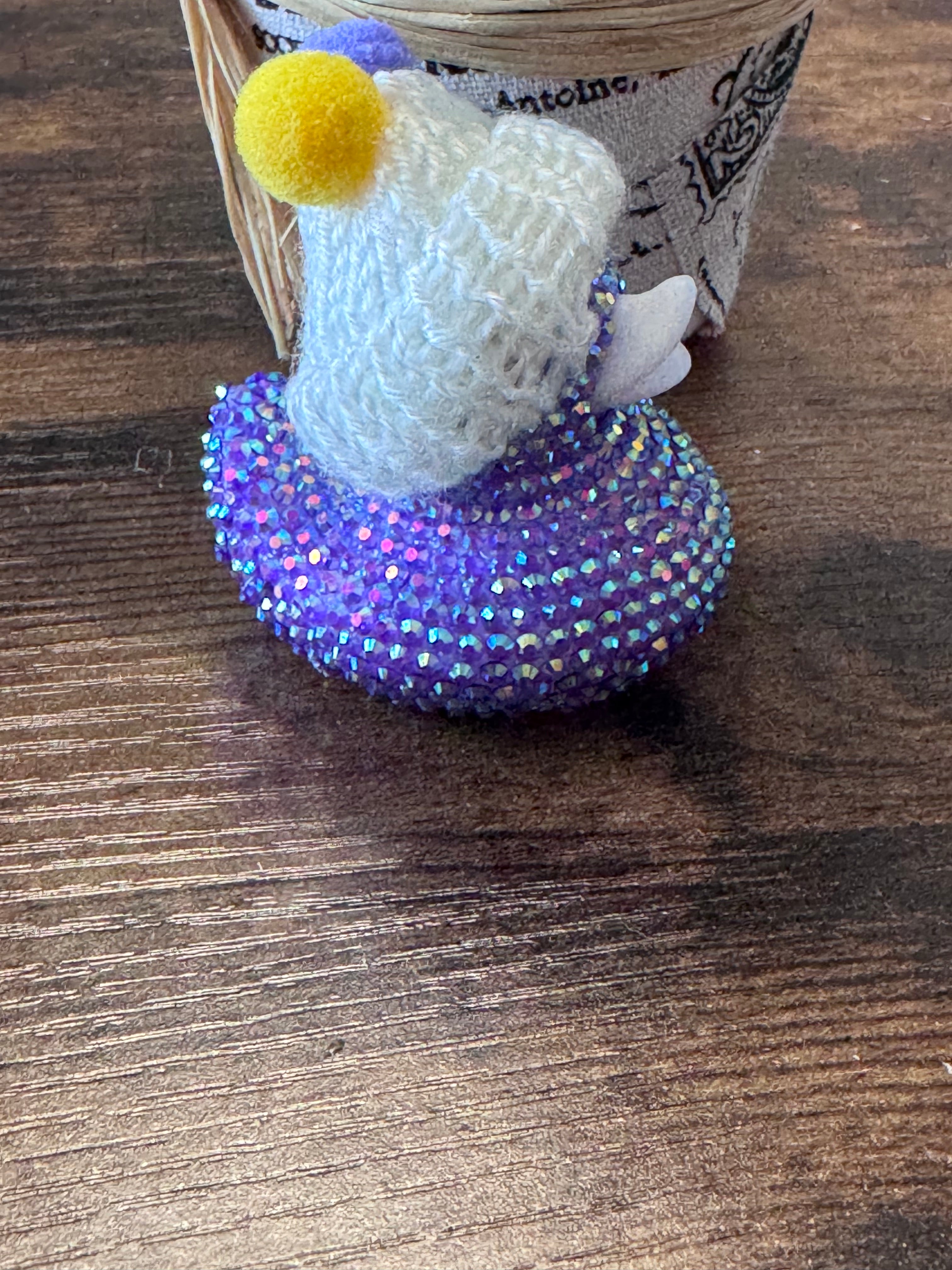 Cute purple bling bedazzled duck with beanie hat