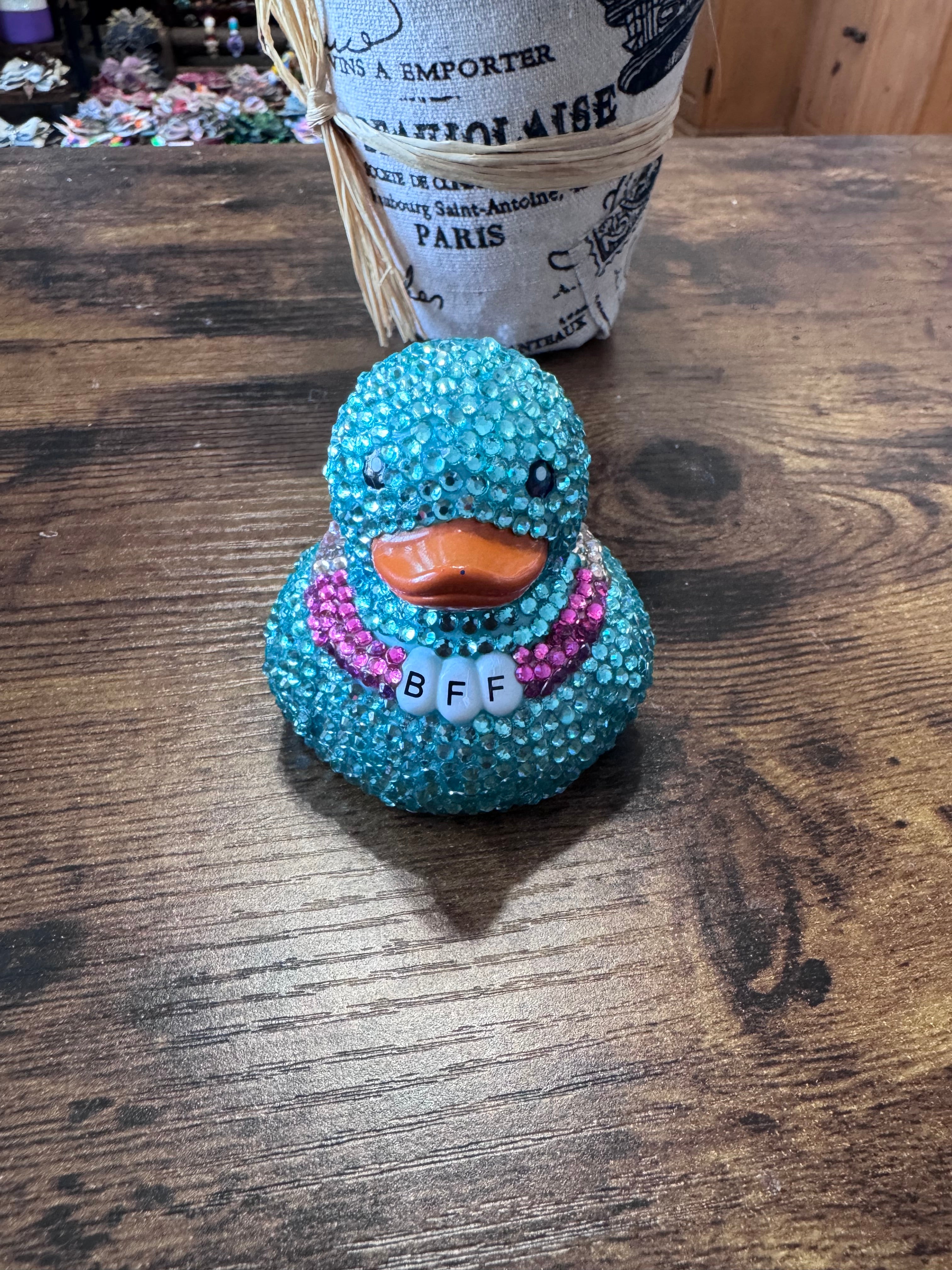 BFF Best friend Rhinestone bling duck